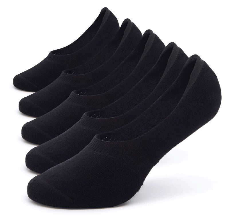 Pareberry Women's Thick Cushion Cotton Athletics Casual Low Cut Flat Non-Slip Boat Liner No Show Socks-5/10 Pack (Shoe Size: 9-11.5, Black) - Image 1